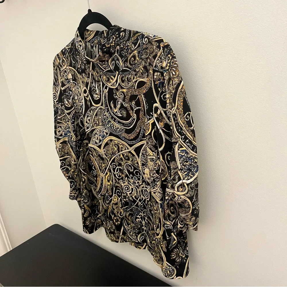 H&M Baroque Print Blouse | Statement Sleeve Top - Picture 7 of 7